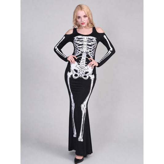 Halloween Skeleton Print Costume Dress