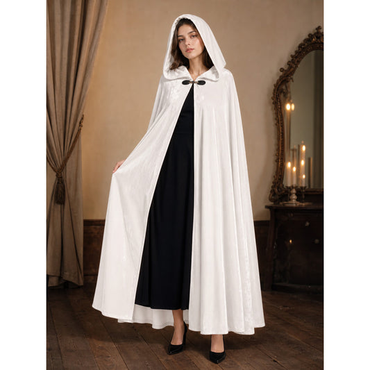 Long White Hooded Carnival Cloak