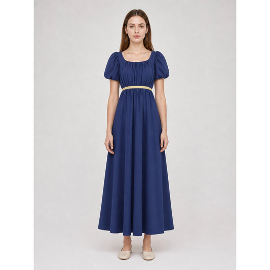 Long Bridgerton-style dress with sleeves