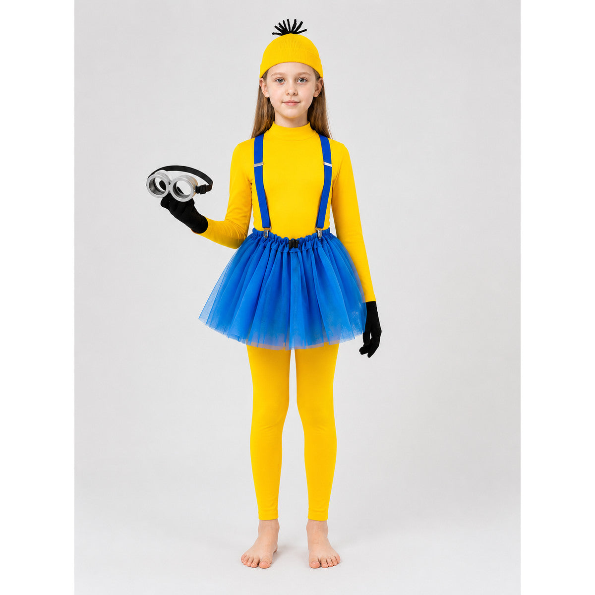 Minion Costume with Goggles and Suspenders on-model view