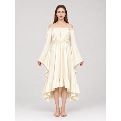 Off-the-Shoulder Dress with Sleeves and Ruffles