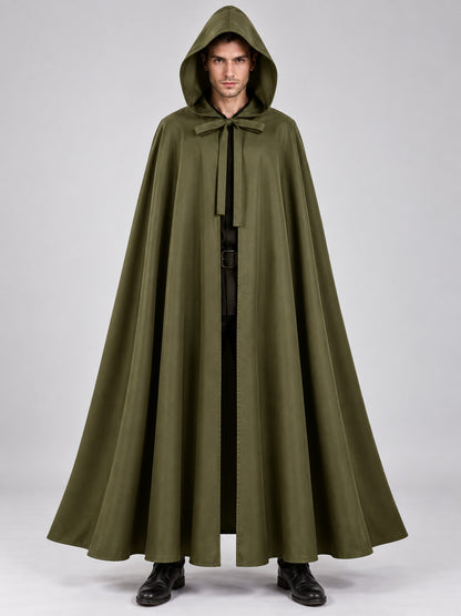 Army Green Long Hooded Cloak Cape 130 cm