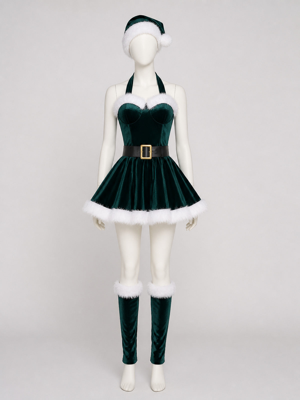 New Year's role-play costume with a full skirt and belt on-model view
