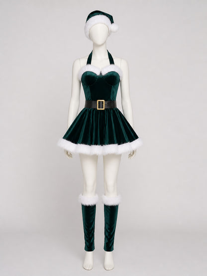 New Year's role-play costume with a full skirt and belt on-model view
