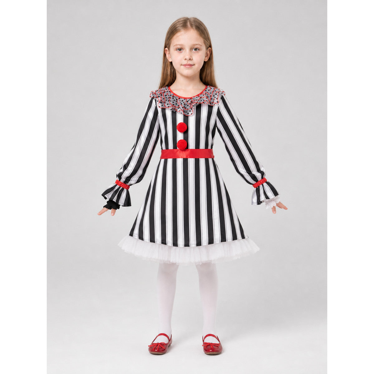 Halloween Striped Clown Costume