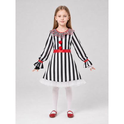 Halloween Striped Clown Costume