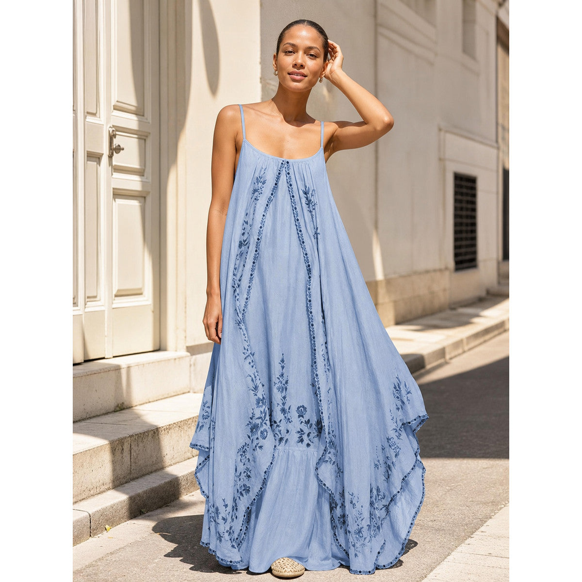 Women's Light Blue Dress with Thin Straps main product view