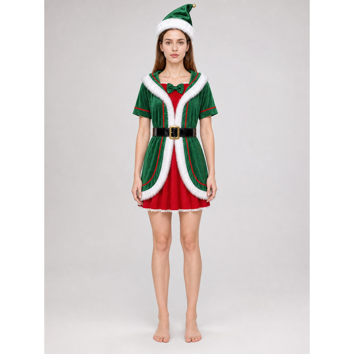 Christmas costume dress with hat and belt