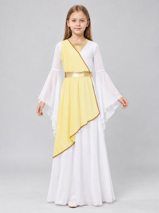 Children's Ancient Greek Style Dress with Gold Belt