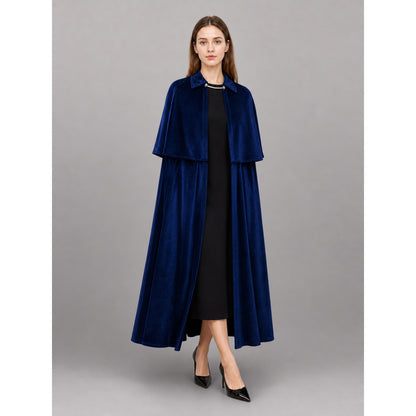 Long Blue Medieval Carnival Cloak front view