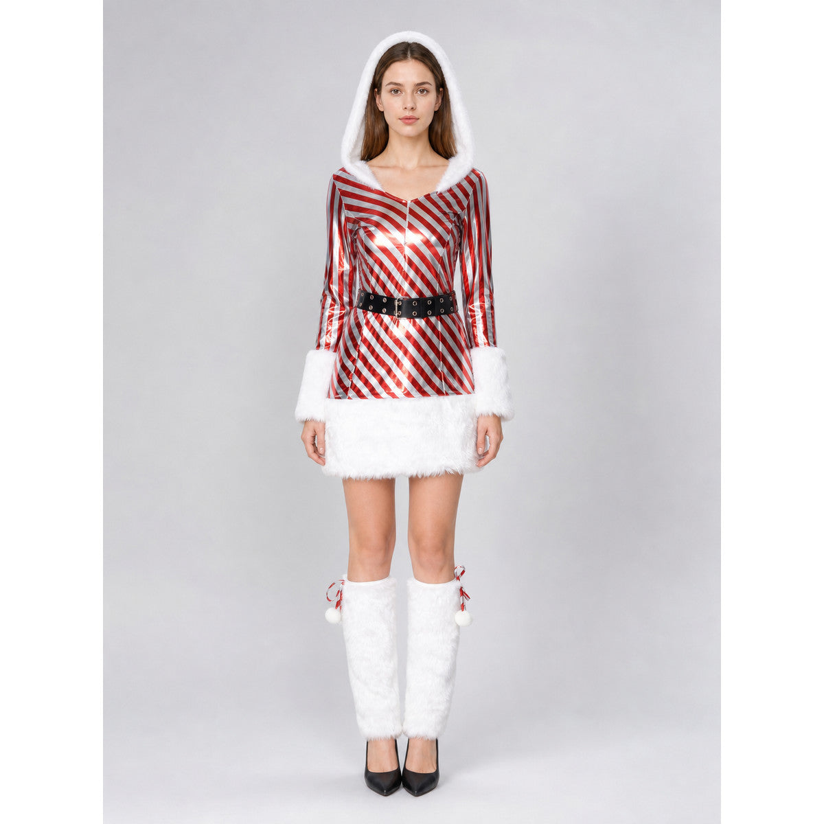New Year's Striped Hooded Carnival Costume