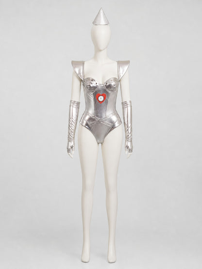 Silver Space Character Cosplay Costume on-model view
