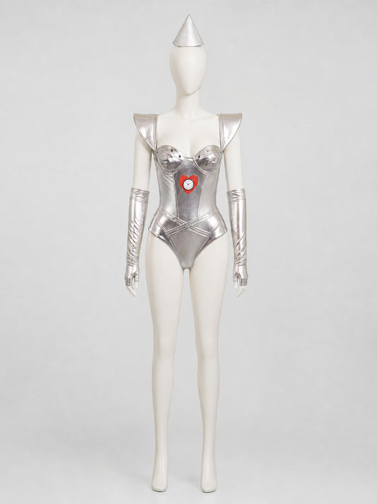 Silver Space Character Cosplay Costume on-model view