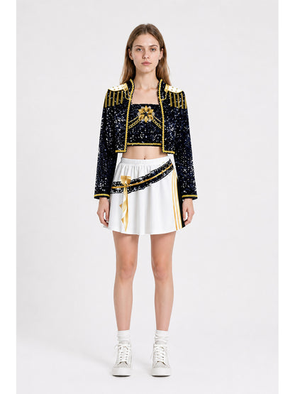 Stage Costume: Top, Jacket, and Skirt with Sequins main product view