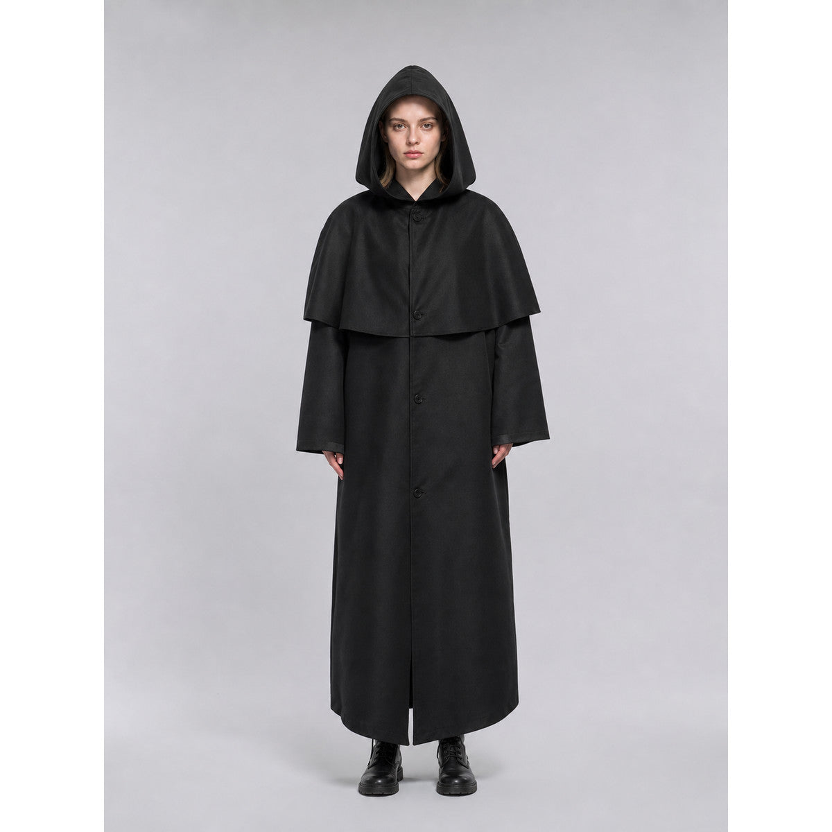 Black long hooded cloak, carnival costume