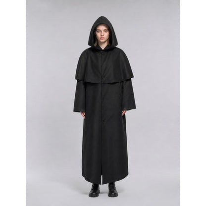 Black long hooded cloak, carnival costume
