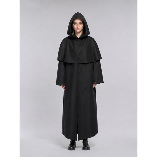 Black long hooded cloak, carnival costume