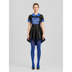 Zombie Costume Dress, Blue and Black, Fitted, Full Skirt