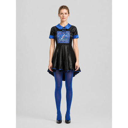 Zombie Costume Dress, Blue and Black, Fitted, Full Skirt on-model view