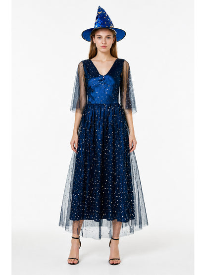 Dark Blue Halloween Costume with Hat main product view