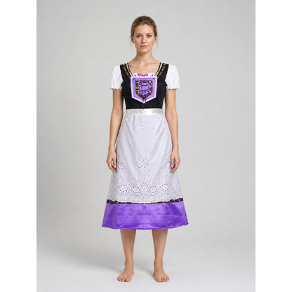 Dress with Floral Embroidery and Puff Sleeves on-model view