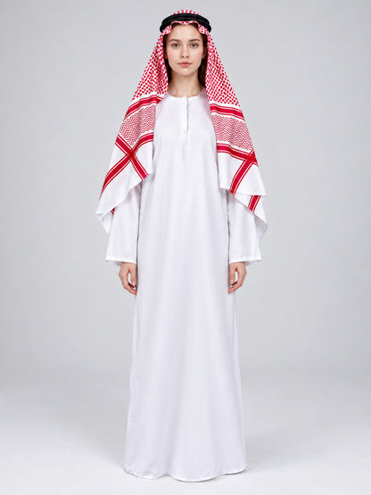 Arabian-themed costume with headscarf on-model view