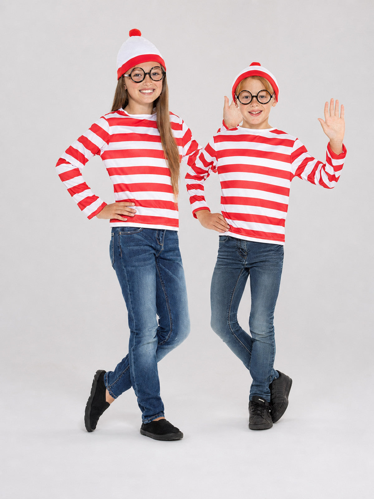 Red and White Striped T-Shirt for Cosplay on-model view