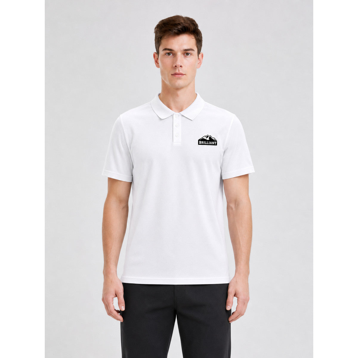 White Short-Sleeve Polo Shirt for Everyday Wear on-model view