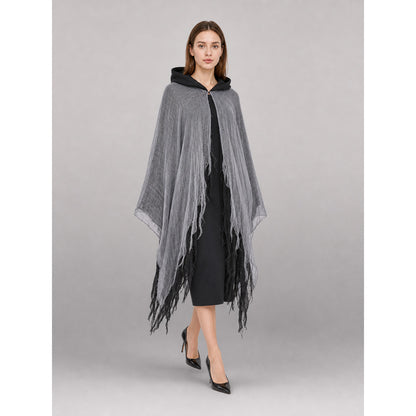 Gray-Black Carnival Cloak with Hood