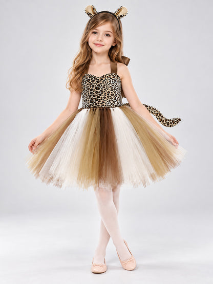 Leopard Print Carnival Dress with Headband and Tail