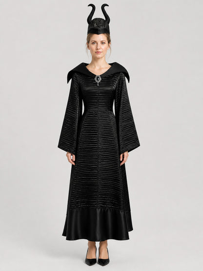 Halloween Witch Costume with Horned Hat on-model view
