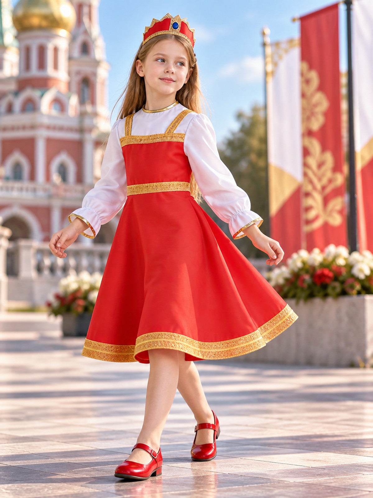 Children’s Carnival Costume in Russian Folk Style main product view