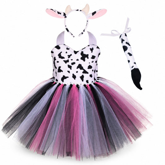 Tiger Costume for Baby Kids Forest Birthday Party Tutu Dress Outfit Toddler Girls Carnival Halloween Animal Giraffe Dress Up - Color:3
