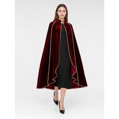 Burgundy Medieval Carnival Cloak front view