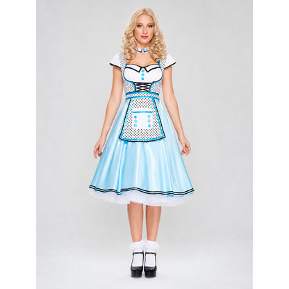 Alice-Inspired Costume Dress with Polka-Dot Apron