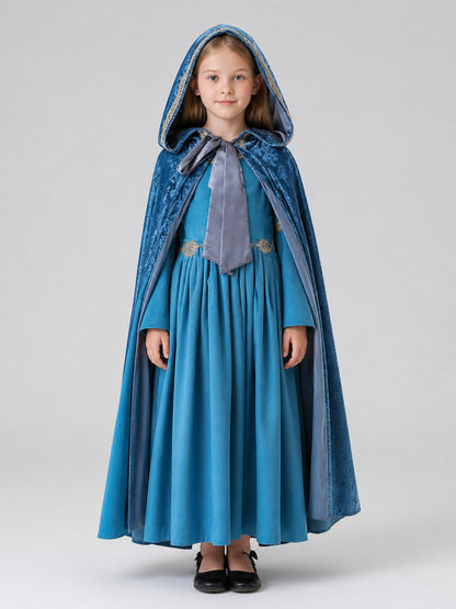 Costume Set: Dress and Hooded Cape on-model view