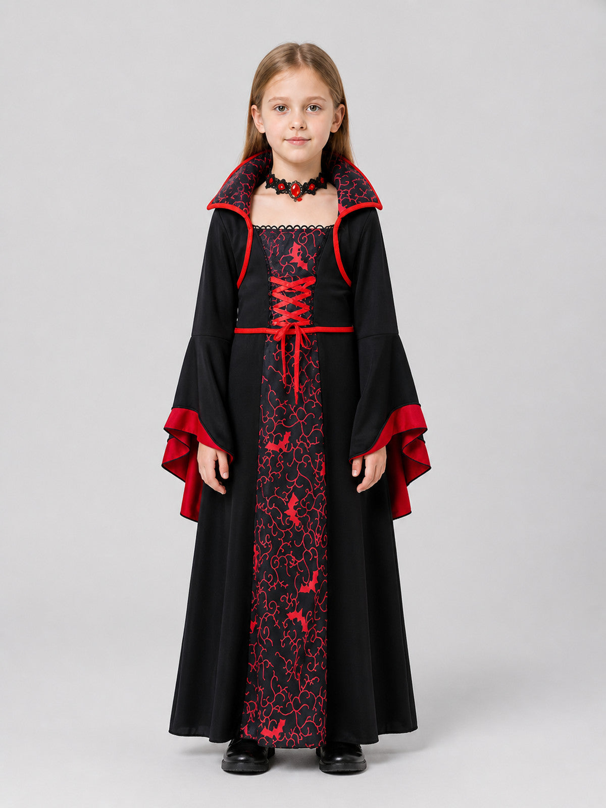Vampire Halloween Dress with Necklace on-model view