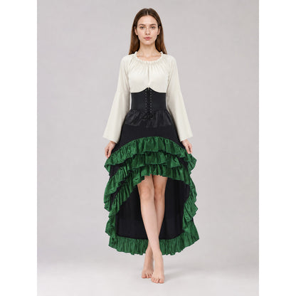 Asymmetrical Costume Dress with Ruffles and Lacing