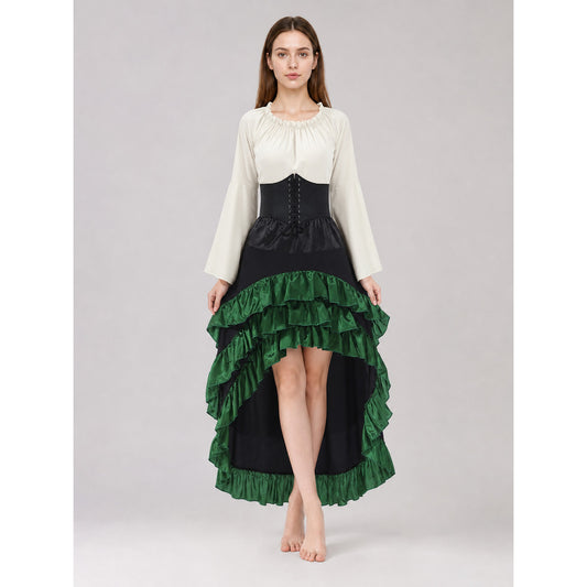 Asymmetrical Costume Dress with Ruffles and Lacing