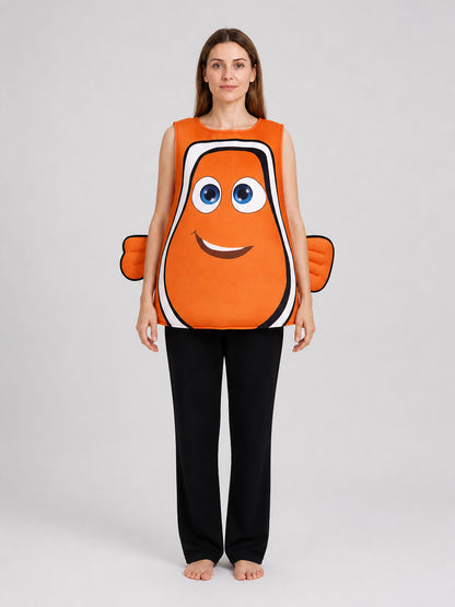 Nemo Fish Cosplay Costume, Orange, with Fins on-model view