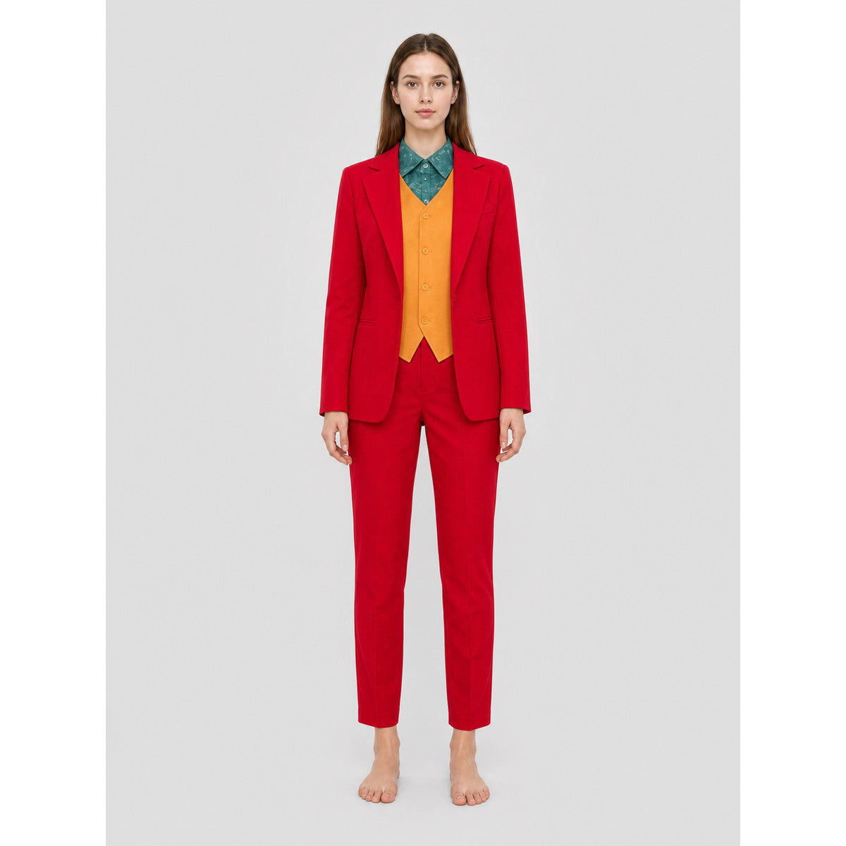 Clown Cosplay Costume: Red Set on-model view