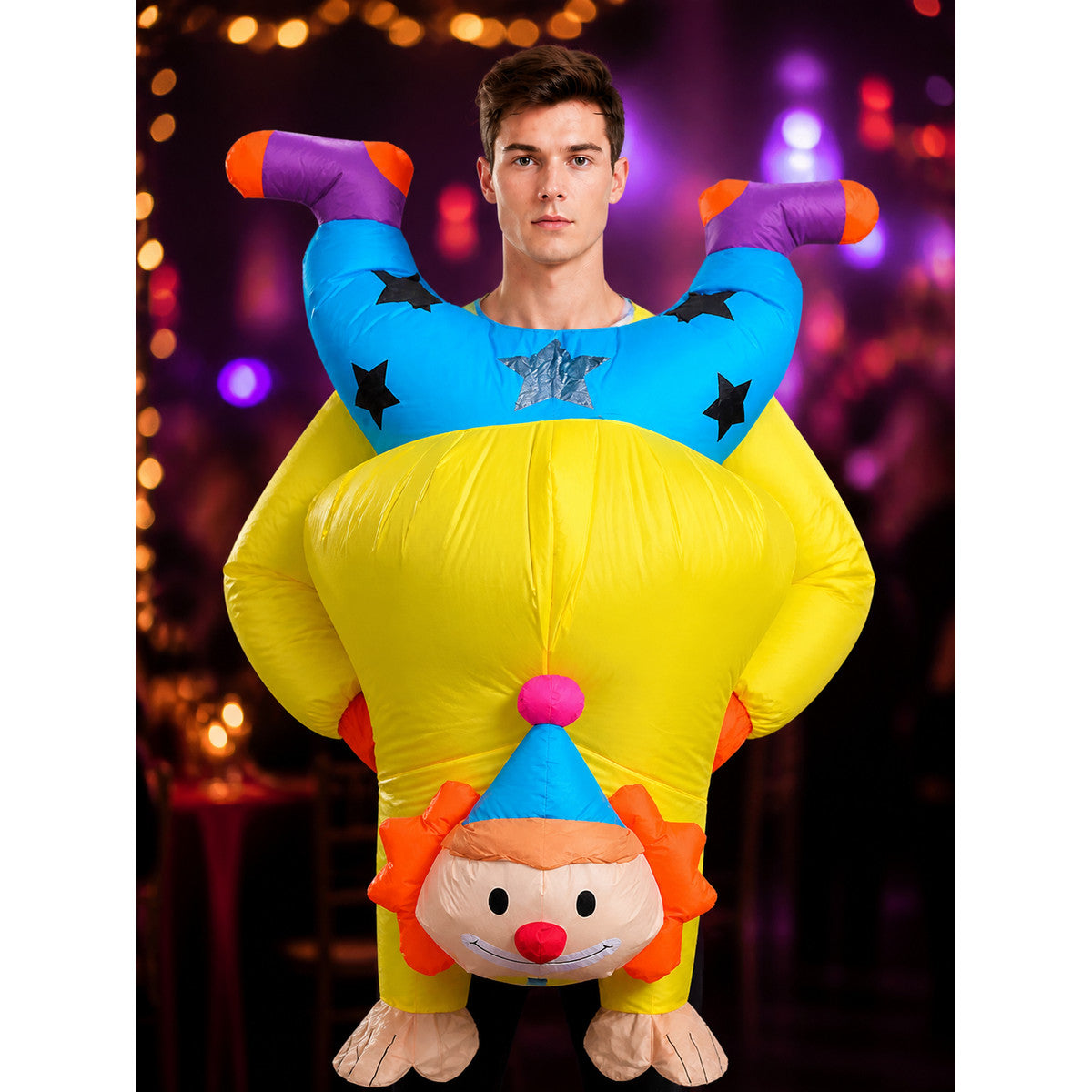 Adult Inflatable Upside Down Clown Costume, Halloween Outfit on-model view