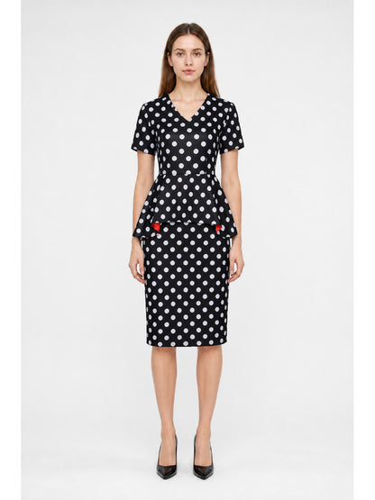 Cosplay Costume Set with Polka-Dot Top and Skirt main product view