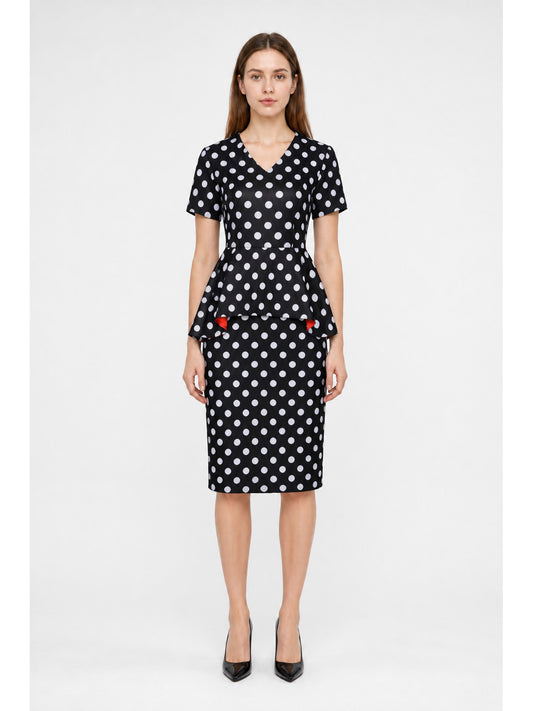 Cosplay Costume Set with Polka-Dot Top and Skirt main product view