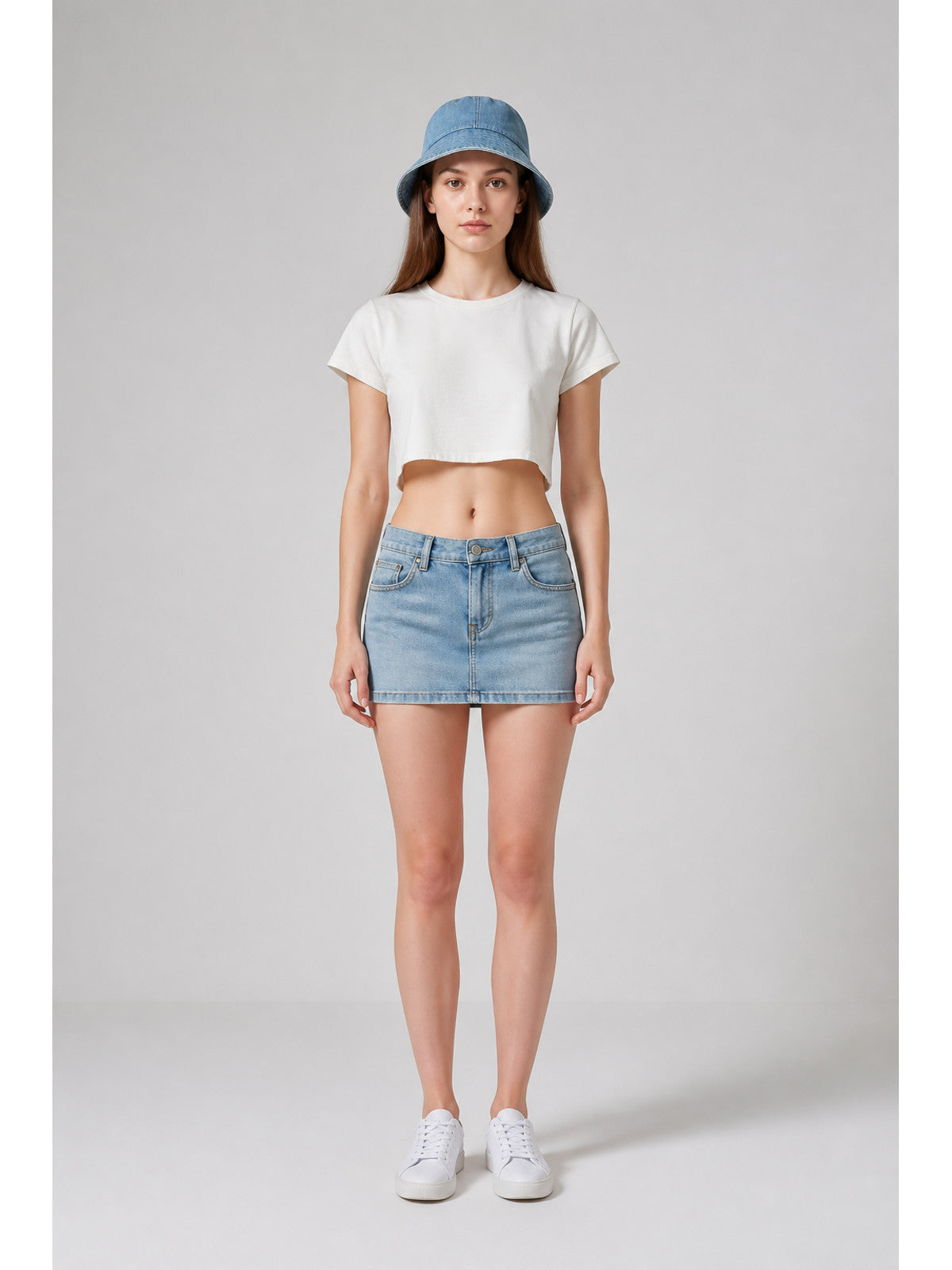 Clothing Set: Bucket Hat, Cropped Top, and Skirt