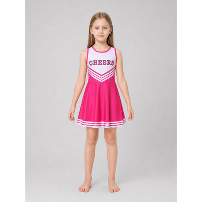 Cheerleading Costume with Pom-Poms, Socks, and Dress front view