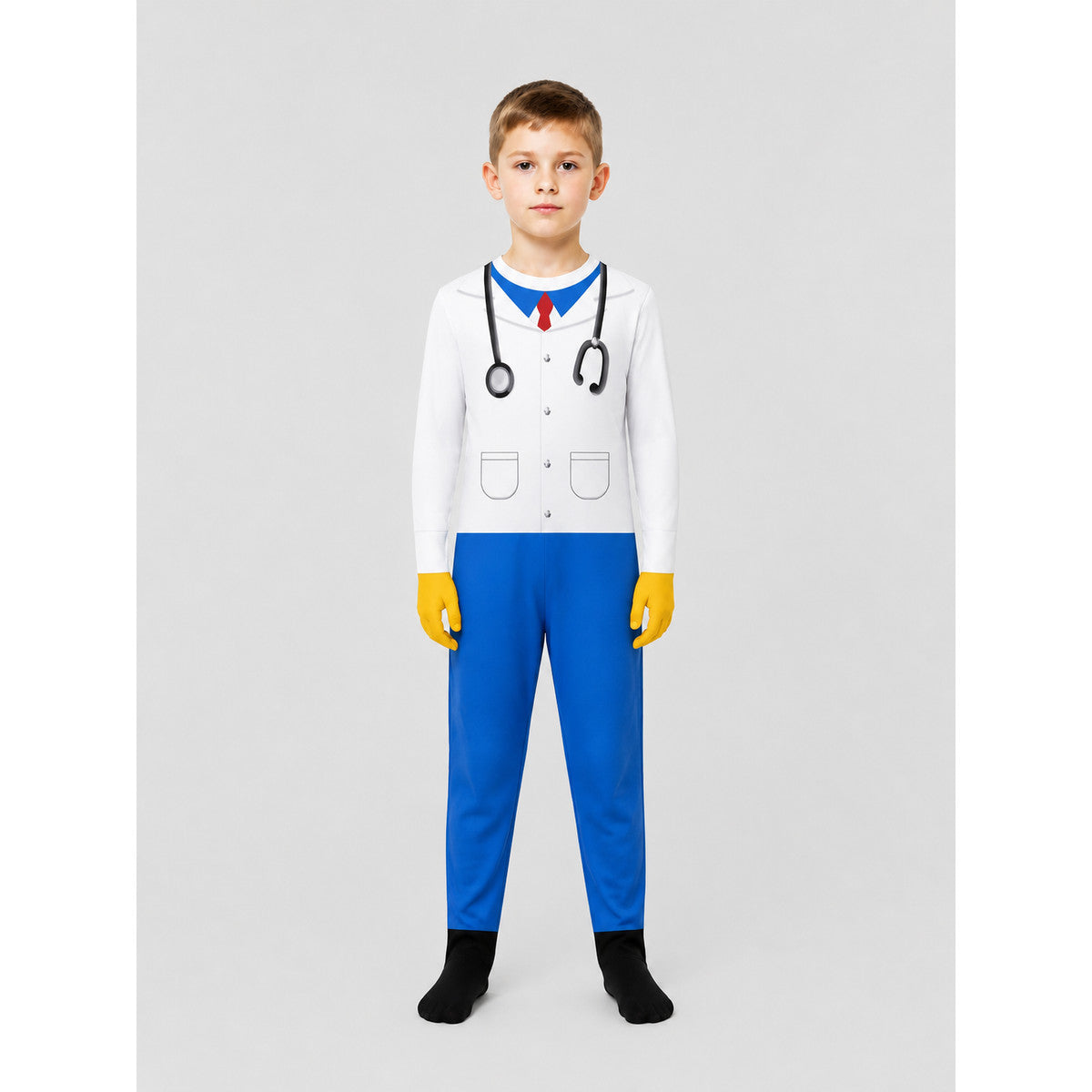 Deer Doctor Carnival Costume with Antlers on-model view