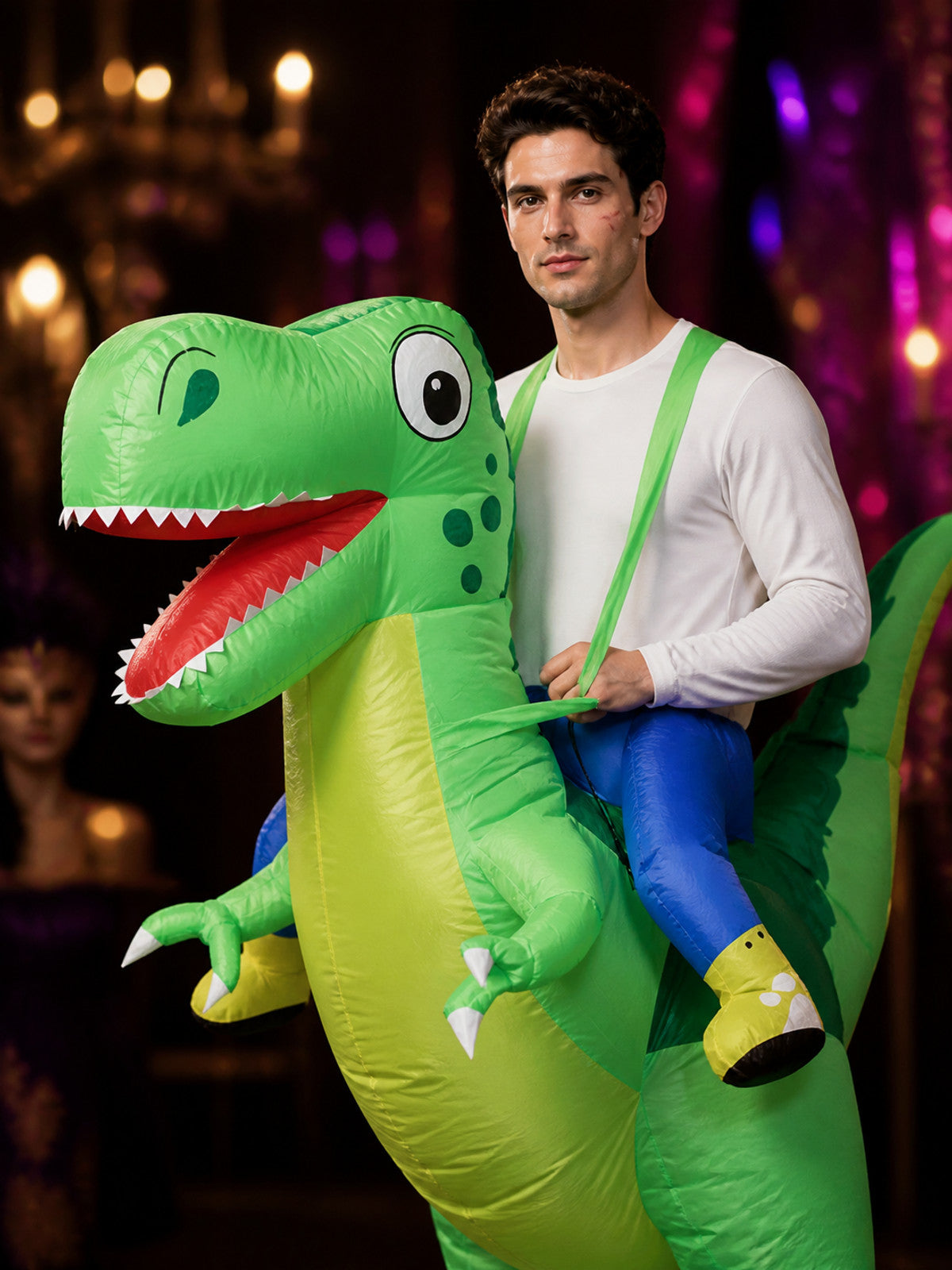 Customizable Inflatable Dinosaur Costume, Funny Cartoon Halloween Outfit for on-model view
