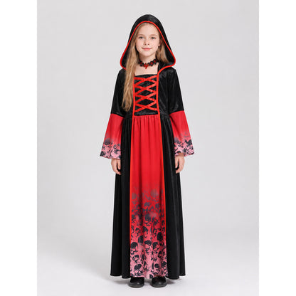 Hooded Skull Dress Robe for Halloween Cosplay on-model view