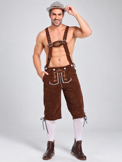 Brown Bavarian trousers with suspenders for Oktoberfest